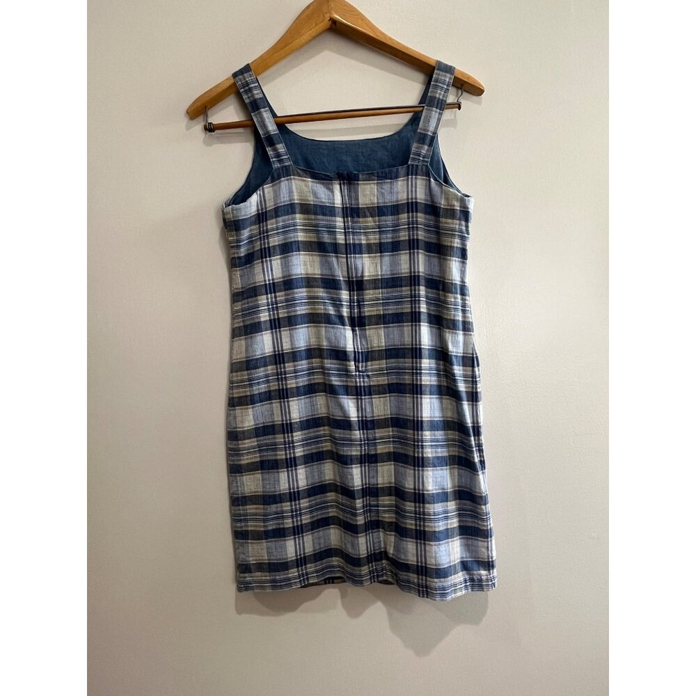 Arizona Jean Co. Sleeveless Pencil Dress Juniors 7 Blue Plaid 90s - Picture 6 of 10